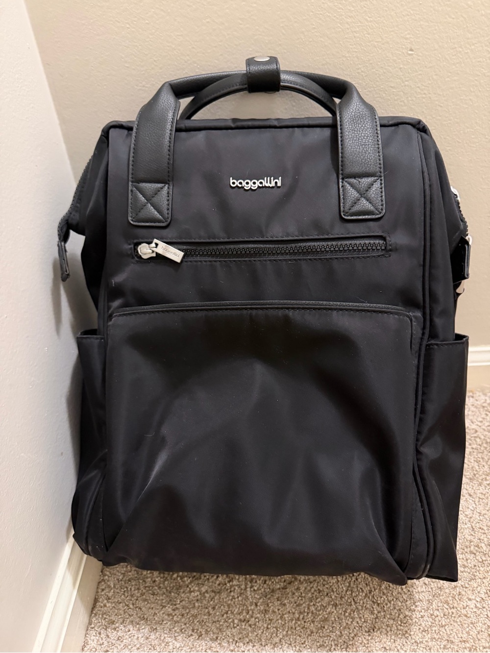 Baggallini Black Nylon Backpack with Top Handles